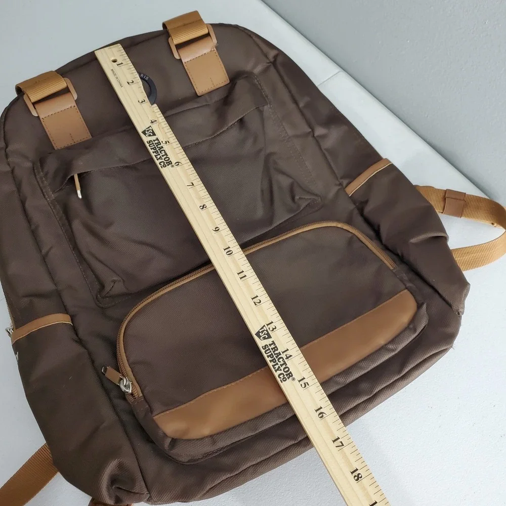 Delsey Paris Brown Nylon Laptop Backpack Professional Commuter Travel Bag
